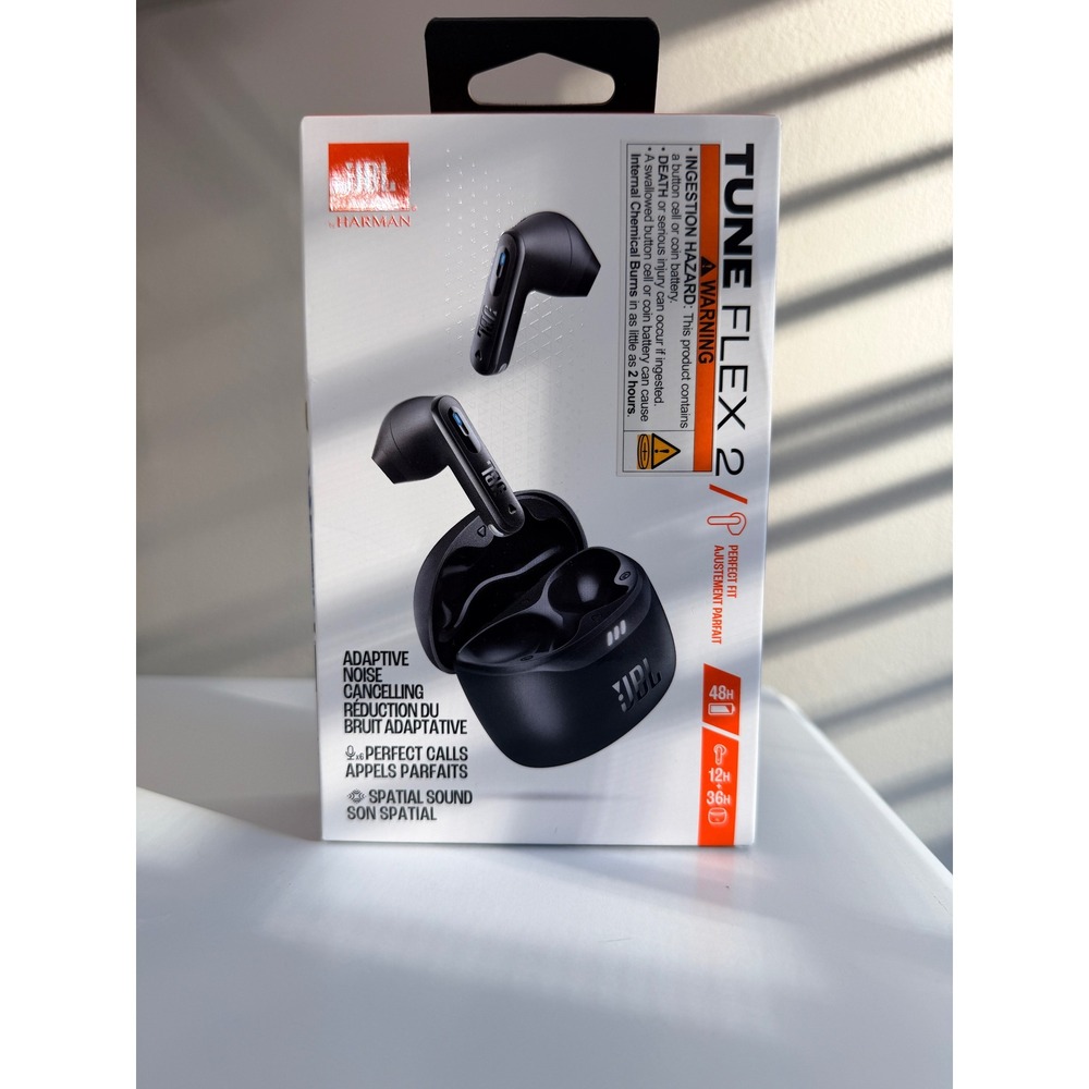 JBL Tune Flex 2 Earbuds Unisex OS Black Noise Cancelling Wireless NWT